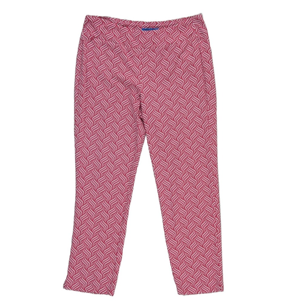 J.McLaughlin Ankle Pants Women's Size Medium Pink Geometric Wave Stretch Pull On